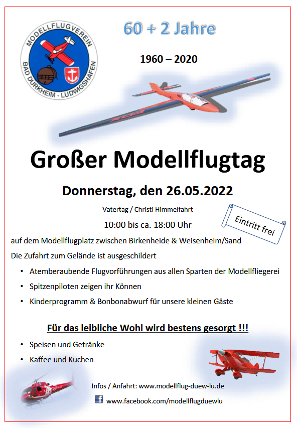 Plakat für Modellflugtag MFV DÜW-LU 2022